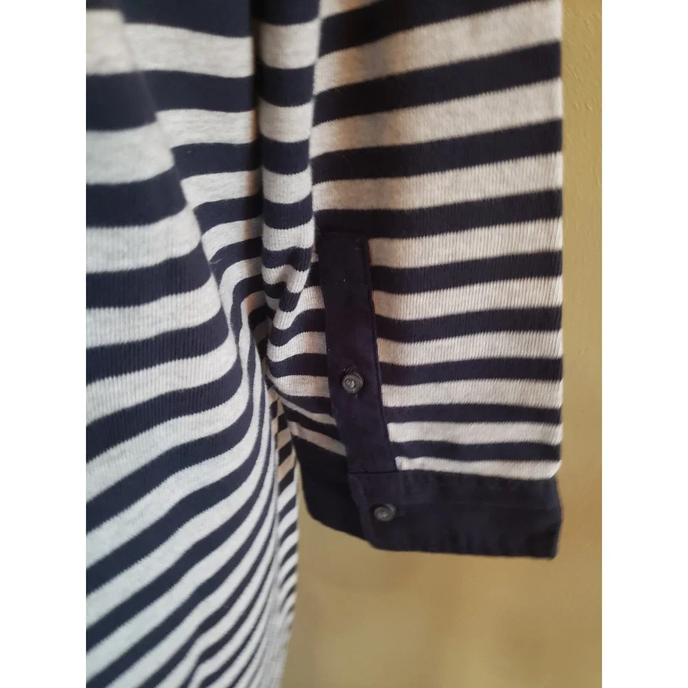 Gap XL Blue Gray Striped Cotton Raglan Shirt Dress Large 3/4 Sleeves NWT - Picture 3 of 10